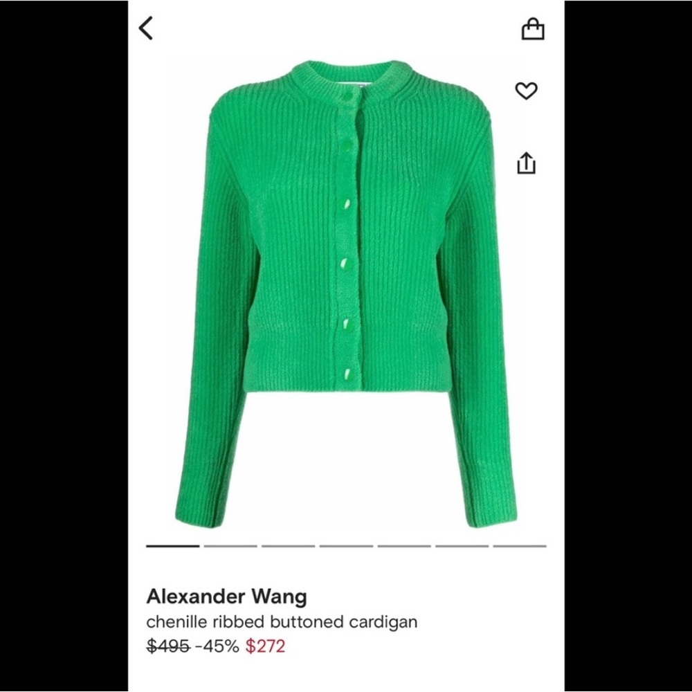 Alexander Wang Chenille Ribbed Buttoned Cardigan - image 1